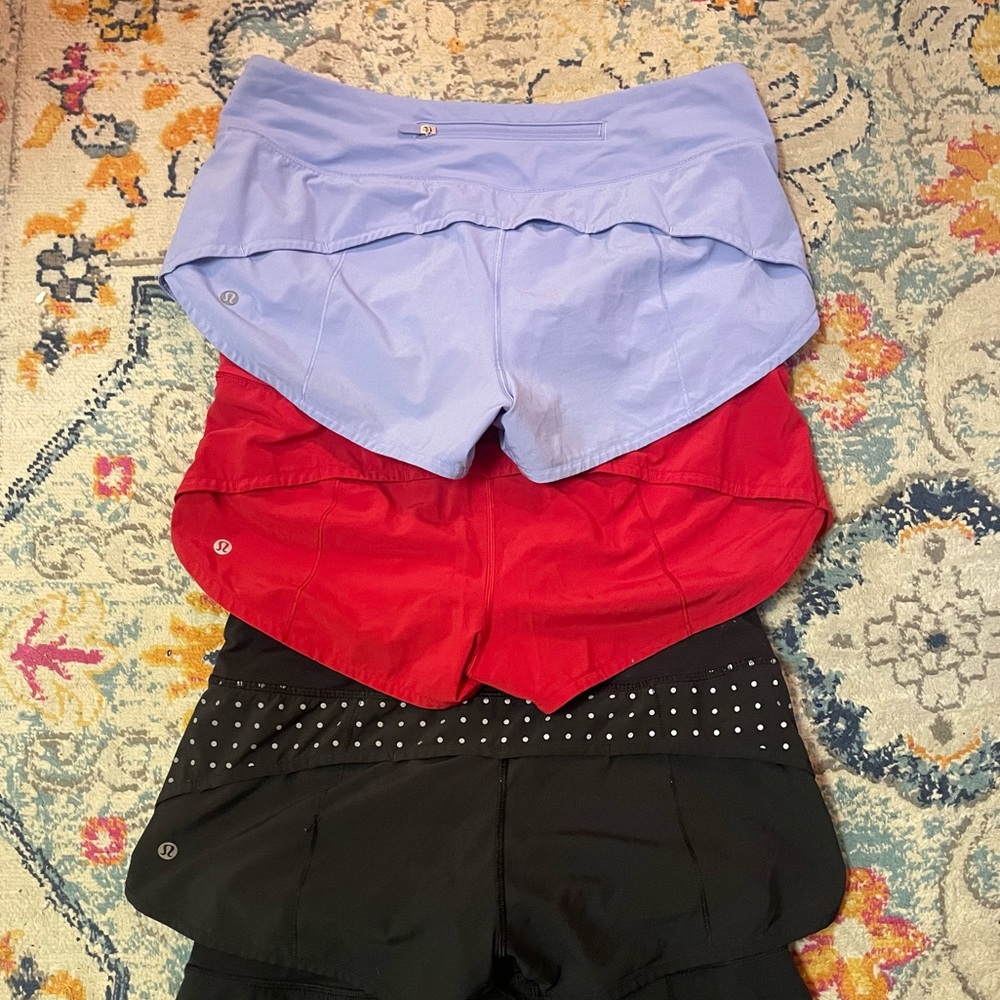 lululemon size 6 speed up shorts bundle